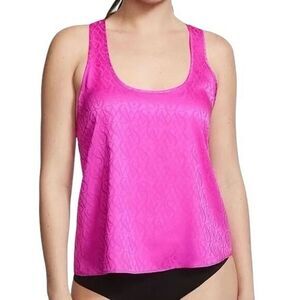 Victoria's Secret Satin Racerback Pajama Top Pink Berry Logo Women's Size S